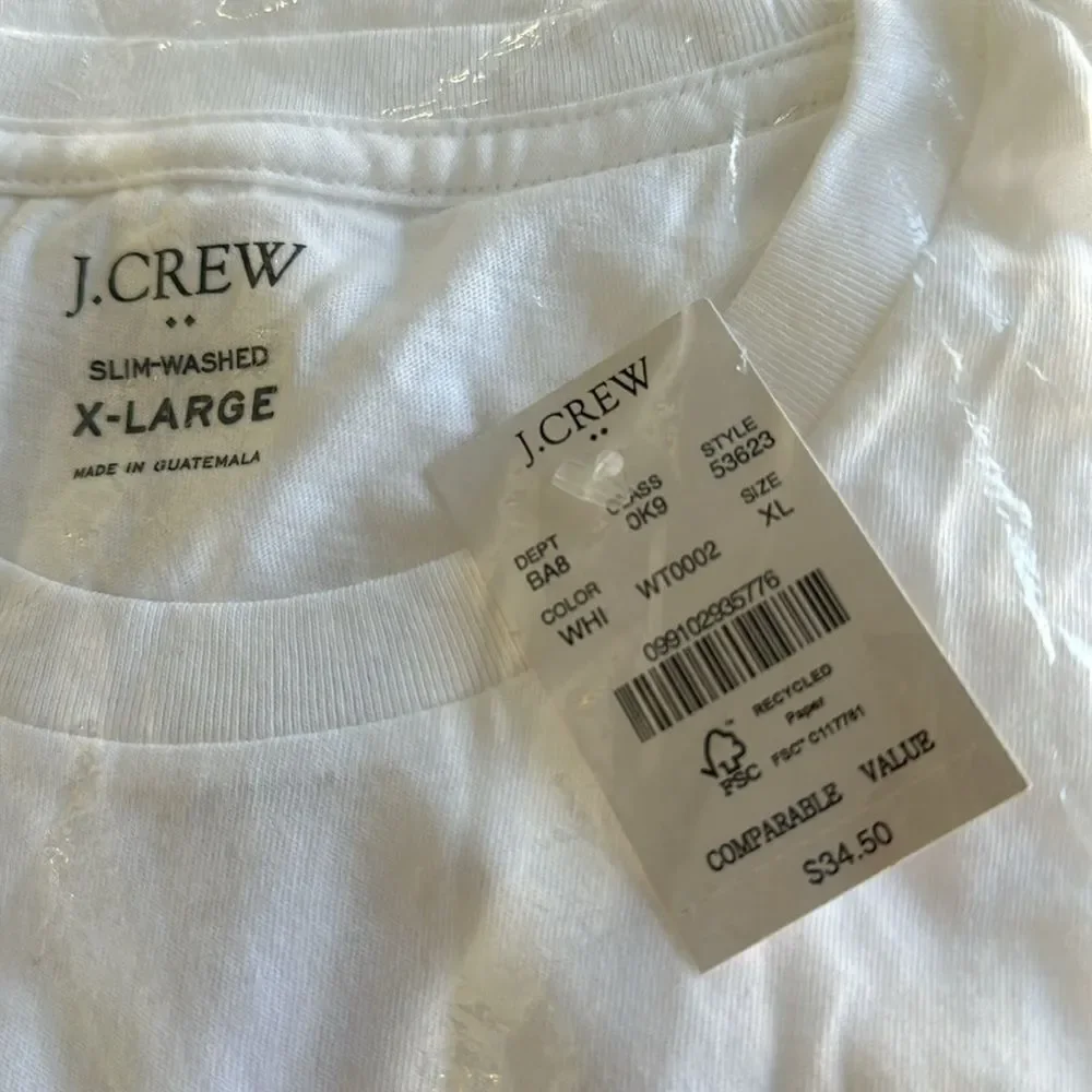 J. Crew Cotton‎ Washed Jersey Pocket Tee white XL NWT IN PACKAGE